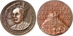 DEUTSCHE STÄDTE. 
UNIVERSITÄTEN u. benannte HOCHSCHULEN (intern.). 
MARBURG. Medaille 1927 (v. B. Elkan) a. d. 400-Jahrfeier der Philipps-Universitä...