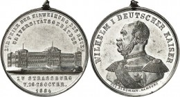 DEUTSCHE STÄDTE. 
UNIVERSITÄTEN u. benannte HOCHSCHULEN (intern.). 
STRASSBURG. Medaille 1885 (v.Bergmann) a.d.Einweihung des neuen Universitätsgebä...