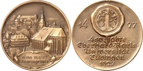 DEUTSCHE STÄDTE. 
UNIVERSITÄTEN u. benannte HOCHSCHULEN (intern.). 
TÜBINGEN. Medaille 1927 (b.&nbsp;M.u.W.) 450&nbsp;Jahre Universität Tübingen. In...