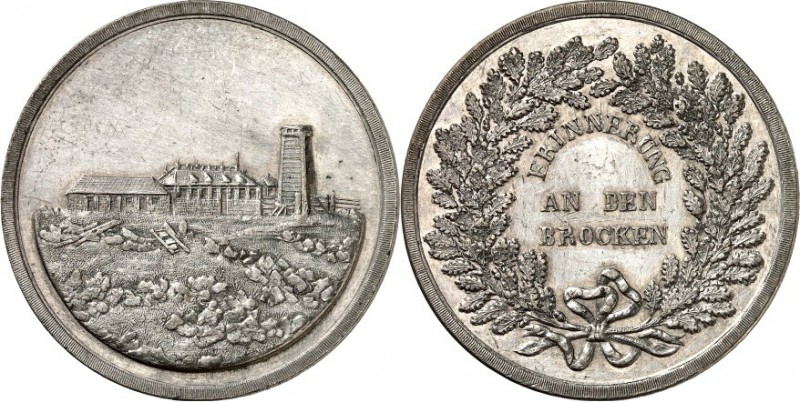 ARCHITEKTUR. 
TÜRME. 
TÜRME. BROCKEN /Harz Medaille o.J. Gipfelturm u. Hütte/ ...