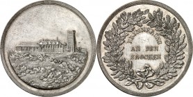 ARCHITEKTUR. 
TÜRME. 
TÜRME. BROCKEN /Harz Medaille o.J. Gipfelturm u. Hütte/ Erinnerung im Eichenkranz Sn 42,5 mm. . 

ss-vz