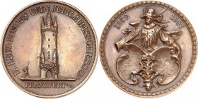 ARCHITEKTUR. 
TÜRME. 
TÜRME. FRANKFURT Medaille 1887 a.d.9.Deutsche Bundesschiessen. Eschersheimer Turm/ Schütze ü. Doppelschild Br. 33 mm. Slg. Pel...