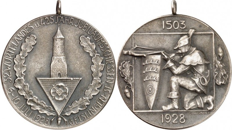 ARCHITEKTUR. 
TÜRME. 
TÜRME. GEISLINGEN, Medaille 1928 a. d. 32. württemb. Lan...