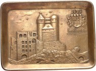 ARCHITEKTUR. 
TÜRME. 
TÜRME. GREIFFENSTEIN. Plakette o.J. (v.H.Bomper) Burgruine mit erhaltenem Doppelturm, o.rechts Wappen. Schalenförmiger Bronzeg...