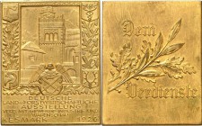 ARCHITEKTUR. 
TÜRME. 
TÜRME. KESMARK (Slovakei, Stadtrecht 1269), Plakette 1926 Dt. Land-u.forstwirtschaftliche Ausstellung verb. mit Industrie u.Wa...
