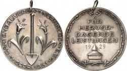 ARCHITEKTUR. 
TÜRME. 
TÜRME. NÜRNBERG Medaille o.J.(um 1929) (v.Max Lange) des Nürnberger Gartenbauverein. für hervorragende Leistungen. Spaten zw.2...