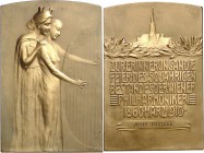 ARCHITEKTUR. 
TÜRME. 
TÜRME. WIEN, Plakette 1910 (v.L.Hujer) z. Erinnerung a.d.Feier des 50 jähr. Bestandes der Wiener Philharmoniker. Stadtgöttin s...