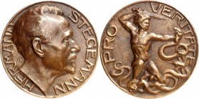 PERSONEN. 
DICHTER und SCHRIFTSTELLER. 
STEGEMANN, Hermann *1870 +1945. Medaille o.J. (1914-18) (v. Max Lange) Kopf n.r. / PRO VERITATE Kniender nac...