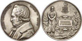 PERSONEN. 
INDUSTRIELLE und UNTERNEHMER. 
COCKERILL, John *1790 +1840. Prämienmedaille 1901 (v. V. Lemaire) Brb. im Mantel n.l. / Arbeiter in Leders...