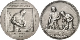 GEWERBE, HANDEL, INDUSTRIE. 
JAGD- und FISCHEREIWESEN. 
BAYERN. Medaille 1905 (v.H.Kaufmann, b.Poellath. Zum 50 jähr.Jubiläum des B.Landesfischereiv...