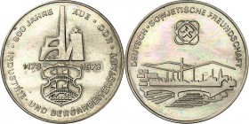 SPEZIALSAMMLUNG NICKEL. 
DEUTSCHE LÄNDER UND STÄDTE. 
AUE im Erzgebirge. Medaillen 1973 a.d. 800 Jahrfeier der Industrie- u.Bergarbeiterstadt Festwo...