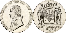 SPEZIALSAMMLUNG NICKEL. 
DEUTSCHE LÄNDER UND STÄDTE. 
PREUSSEN. Friedrich Wilhelm III. Taler 1802 A Neuerer Abschlag Materialprobe n.A. 65 %, 20 % Z...