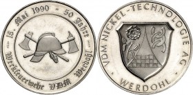 SPEZIALSAMMLUNG NICKEL. 
DEUTSCHE LÄNDER UND STÄDTE. 
WERDOHL (Westf.). VDM Medaillen 1981- 2002 40 mm 1981 VDM im Dienste der Meerestechnik Ni, 198...