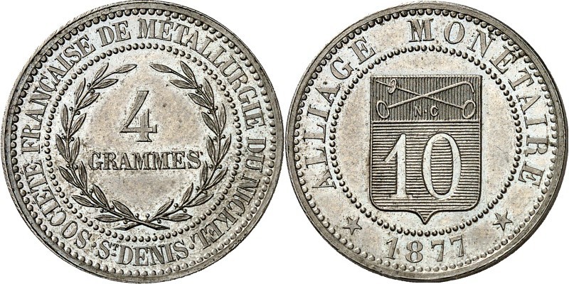 SPEZIALSAMMLUNG NICKEL. 
EUROPÄISCHE LÄNDER. 
FRANKREICH. Probe 10 Centimes 18...
