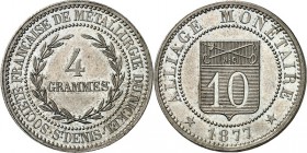 SPEZIALSAMMLUNG NICKEL. 
EUROPÄISCHE LÄNDER. 
FRANKREICH. Probe 10 Centimes 1877 Alliage Monetaire/ Socie`te` Francaise de Metallurgie du Nickel St....