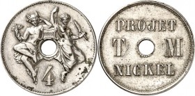 SPEZIALSAMMLUNG NICKEL. 
EUROPÄISCHE LÄNDER. 
FRANKREICH. Proben 1,2,4 Centimes (1889) Projekt Nickel T M Allegorie mit Merkur, Reinnickel Par V.G. ...