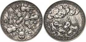 SPEZIALSAMMLUNG NICKEL. 
EUROPÄISCHE LÄNDER. 
ÖSTERREICH. Berndorf, Fa. Arthur Krupp, Neujahrsmedaille 1937 (v.J.Prinz) Himmel hängt voller Rosen u....
