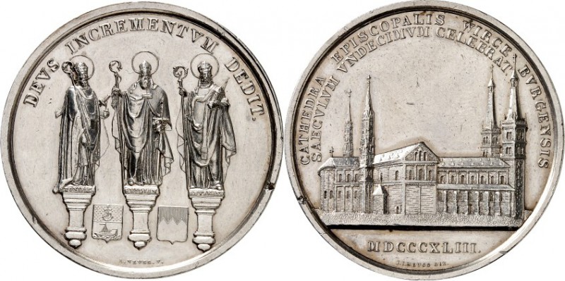 RELIGION UND ETHIK. 
WALLFAHRT. 
WÜRZBURG. Medaille 1841 (v.Neuss) a.d. 1100 j...