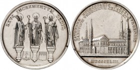 RELIGION UND ETHIK. 
WALLFAHRT. 
WÜRZBURG. Medaille 1841 (v.Neuss) a.d. 1100 jährige Stiftsjubiläum. Der Dom/ die Hl.Kilian, Hl. Bonifatius, Hl.Burk...