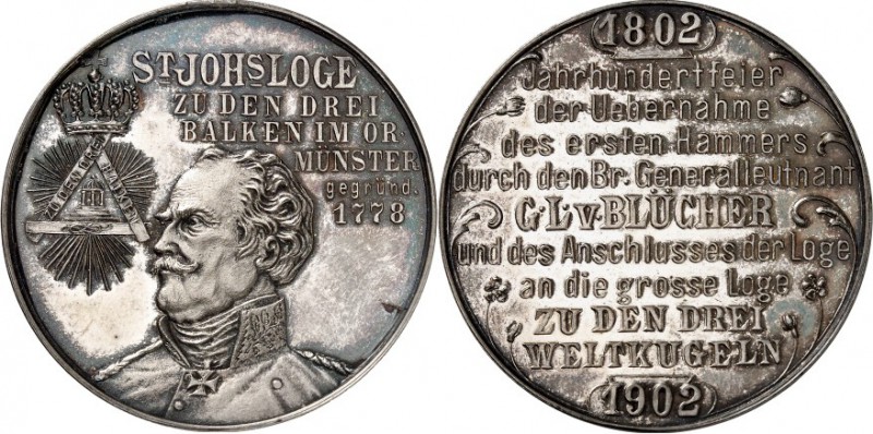 RELIGION UND ETHIK. 
FREIMAURER. 
MÜNSTER. Medaille 1902 Säkularfeier der Über...