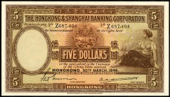 HONG KONG. 
5 Dollars 30.3.1946. Pick&nbsp; 173e. . 

II+