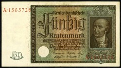 Rentenbank von /. 
50 Rentenmark 6.7.1934 Serie A. Ros. 165, Grab. DEU-221. . 

II-III