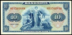 Bundesrepublik. 
Bank Deutscher Länder. 
10 DM 1948 H-H. Ros. 238, Grab. WBZ 5. . 

I-