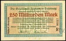 RHEINLAND. 
Duisburg, Gesellschaft Harkort AG für Eisenindustrie und Brückenbau. 20 Mrd. Mark 15.9.1923 -31.12.1923, 250 Mrd.Mark 5.11.1923-31.12.192...