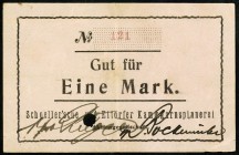 RHEINLAND. 
Eitorf, Schoeller'sche u.E.Kammgarnspinnerei-AG. 1 Mark o.D. (1914) Entwertet. v.E. 452.1 var.Us.Rüger u.Bockmühl, Die. 90.1. . 

II