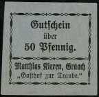 RHEINLAND. 
Graach, Matthias Kieren "Gasthof zur Traube". 50 Pf o.D. Tie. 2405.05.03, v.E .-. . 

I