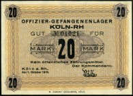 RHEINLAND.
Köln Offizier-Gefangenenlager. 20 Mark 1.10.1918. v.E. 804.9c., Tie. 440.09. .

I