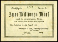 RHEINLAND. 
Köln-Dellbrück, Walther & Cie AG. 2 Mio. Mark. 9.8.1923 - 1.10.1923. v.E.&nbsp; 842.2, Ke.&nbsp; 2718a. . 

III
