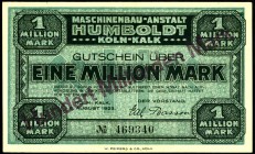 RHEINLAND. 
Köln-Kalk, Maschinenbau-Anstalt Humboldt. 100 Mrd. Mark 30.10.1923 Überdruck auf 1 Mio.Mark vom 8.8.1923. v.E.&nbsp; 856.7c., Ke.&nbsp; 2...