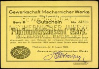 RHEINLAND. 
Mechernich, Gewerkschaft Mechernicher Werke. 500 T. Mark 9.8.1923 -31.12.1923 Papier gelb, Rs.Bild Viehtransportwagen. v.E.&nbsp; 953.8, ...