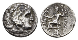 KINGS OF THRACE (Macedonian). Lysimachos (305-281 BC). Drachm. Kolophon. 

Obv : Head of Herakles right, wearing lion skin.

Rev : AΛΕΞΑΝΔΡΟΥ.
Zeus se...