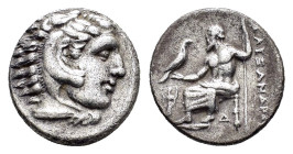 KINGS OF MACEDON. Alexander III 'the Great' (336-323 BC). Drachm. Lampsakos.

Obv : Head of Herakles right, wearing lion skin.

Rev : AΛEΞANΔPOY.
Zeus...