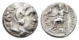 KINGS OF MACEDON. Alexander III 'the Great' (336-323 BC). Drachm. Kolophon.

Obv : Head of Herakles right, wearing lion skin.

Rev : AΛΕΞΑΝΔΡΟΥ.
Zeus ...