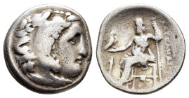 KINGS OF MACEDON. Alexander III 'the Great' (336-323 BC). Drachm. Magnesia ad Maeandrum.

Obv : Head of Herakles right, wearing lion skin.

Rev : AΛΕΞ...