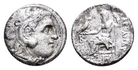 KINGS OF MACEDON. Alexander III 'the Great' (336-323 BC). Drachm. Kolophon.

Obv : Head of Herakles right, wearing lion skin.

Rev : AΛΕΞΑΝΔΡΟΥ.
Zeus ...