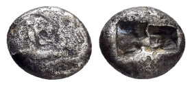 KINGS of LYDIA.Time of Kroisos.(Circa 561-546 BC). AR HalfStater.

Obv : Confronted foreparts of a roaring lion and a bull.

Rev : Double incuse punch...