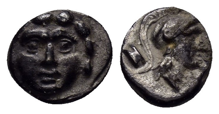 PISIDIA.Selge.(Circa 350-300 BC).Obol.

Obv : Facing gorgoneion.

Rev : Helmeted...