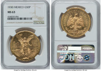 Estados Unidos gold 50 Pesos 1930 MS63 NGC, Mexico City mint, KM481. Centennial of Independence. HID09801242017 © 2023 Heritage Auctions | All Rights ...