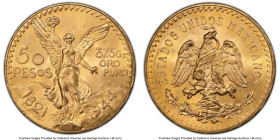 Estados Unidos gold 50 Pesos 1944 MS64 PCGS, Mexico City mint, KM481. Centennial of Independence. A fully lustrous piece exhibiting attractive harvest...