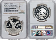 Estados Unidos silver Proof Mint Error - Missing Feathers Under Arm Onza 1987-Mo PR69 Ultra Cameo NGC, Mexico City mint, KM494.1. Lettered Edge. HID09...