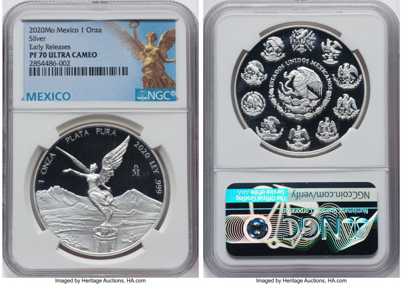 Estados Unidos silver Proof Onza 2020-Mo PR70 Ultra Cameo NGC, Mexico City mint,...