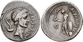 Julius Caesar, 49-44 BC. Denarius (Silver, 20 mm, 3.47 g, 5 h), with M. Mettius, Rome, January-February 44. CAESAR IMP Wreathed head of Julius Caesar ...