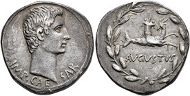 Augustus, 27 BC-AD 14. Cistophorus (Silver, 25 mm, 12.12 g, 12 h), Ephesus, circa 25-20 BC. IMP•CAESAR Bare head of Augustus to right. Rev. AVGVSTVS C...