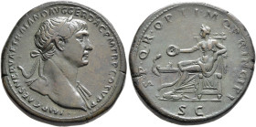 Trajan, 98-117. Sestertius (Orichalcum, 33 mm, 28.15 g, 6 h), Rome, 109-110. IMP CAES NERVAE TRAIANO AVG GER DAC P M TR P COS V P P Laureate head of T...