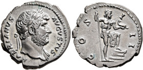 Hadrian, 117-138. Denarius (Silver, 20 mm, 3.44 g, 6 h), Rome, circa 125-126/7. HADRIANVS AVGVSTVS Laureate head of Hadrian to right, with slight drap...