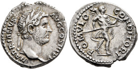 Hadrian, 117-138. Denarius (Silver, 18 mm, 3.51 g, 6 h), Rome, circa 130. HADRIANVS AVG COS III P P Laureate head of Hadrian to right. Rev. ROMVLO CON...